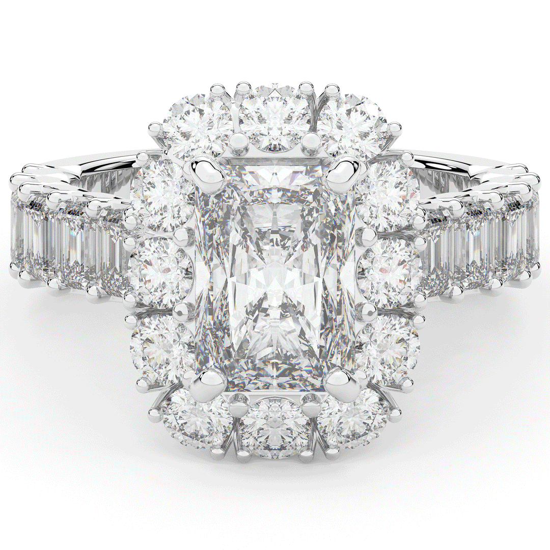 6.00CT.TW RADIANT LAB DIAMOND HALO ENGAGEMENT RING - Nazarelle