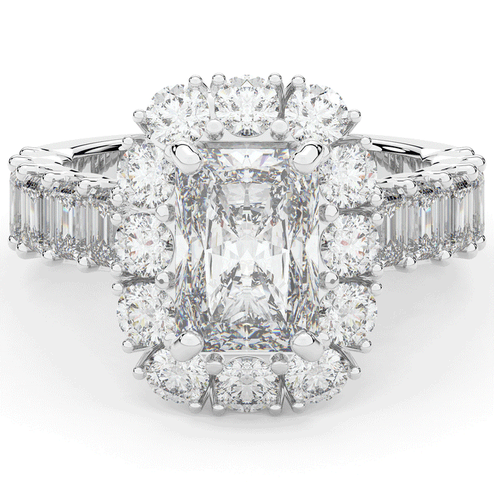 6.00CT.TW RADIANT LAB DIAMOND HALO ENGAGEMENT RING - Nazarelle