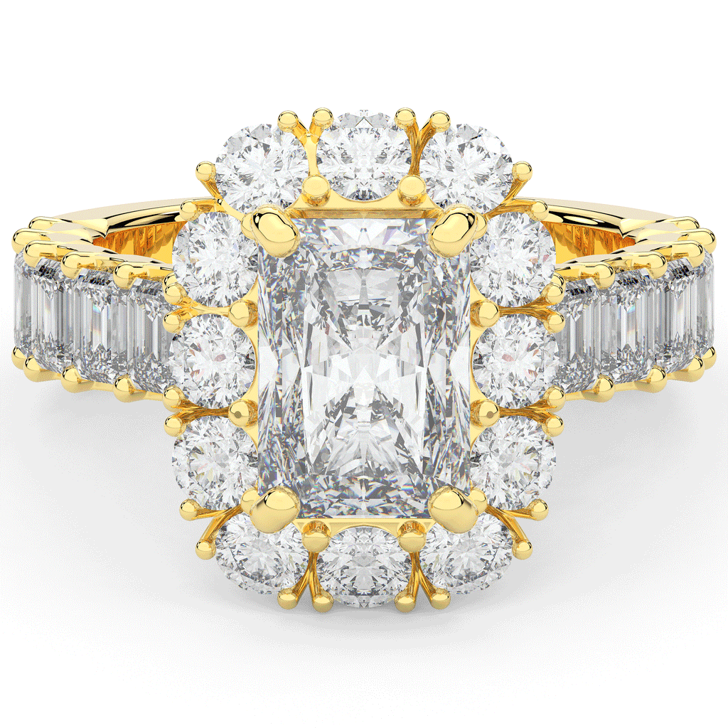 6.00CT.TW RADIANT LAB DIAMOND HALO ENGAGEMENT RING - Nazarelle