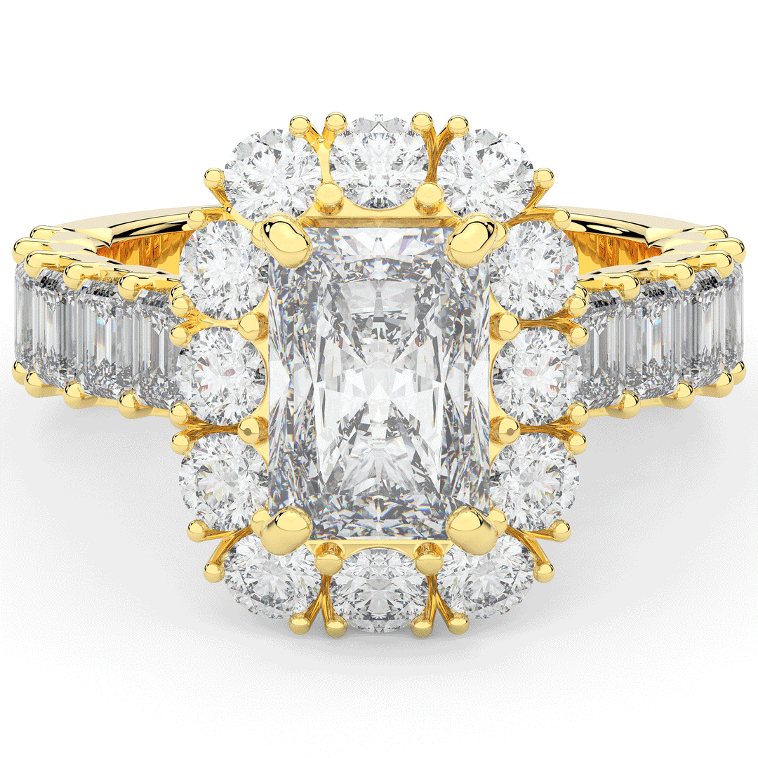 6.00CT.TW RADIANT LAB DIAMOND HALO ENGAGEMENT RING - Nazarelle