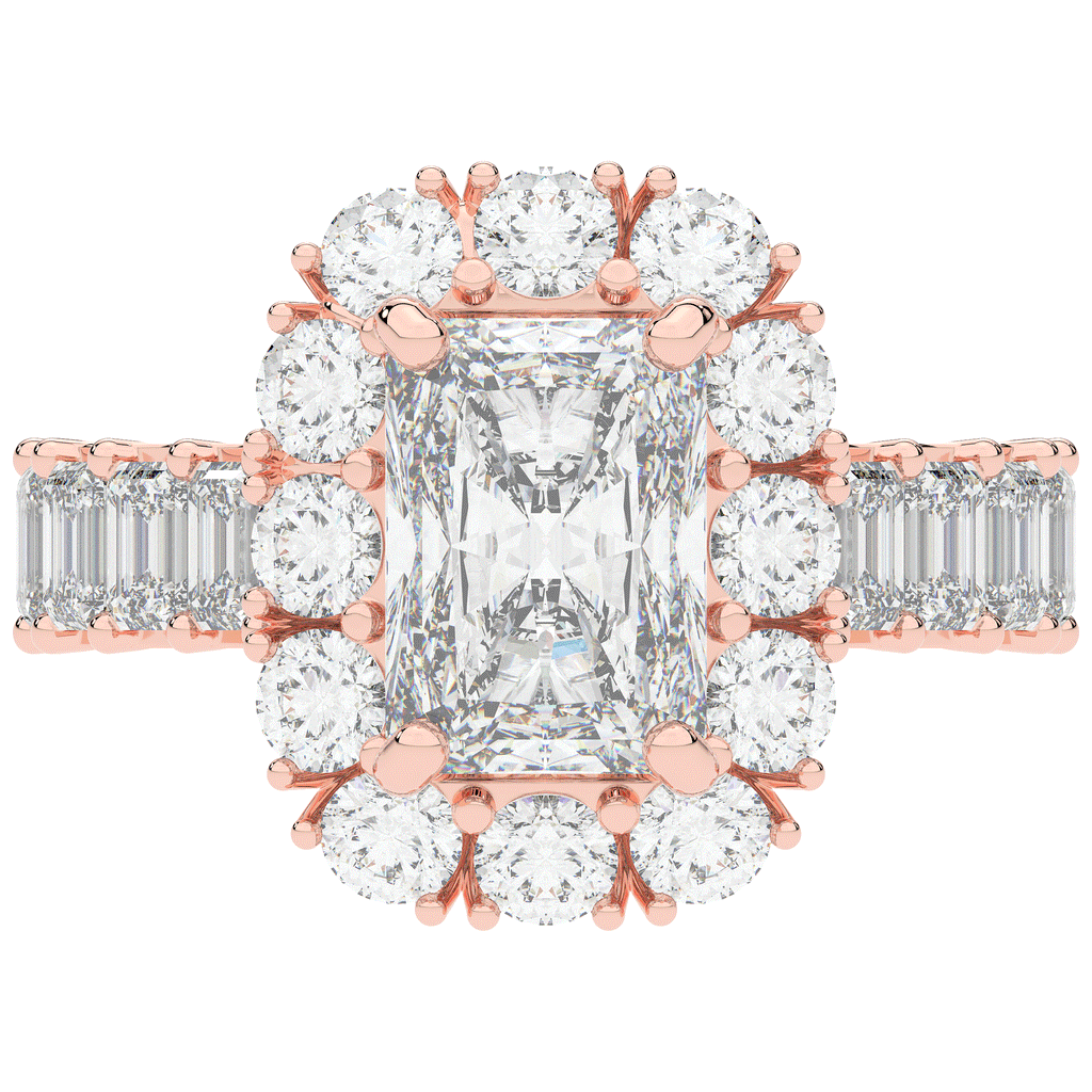 6.00CT.TW RADIANT LAB DIAMOND HALO ENGAGEMENT RING - Nazarelle
