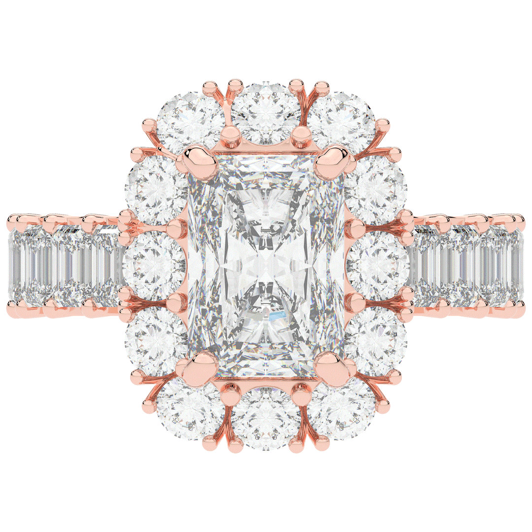 6.00CT.TW RADIANT LAB DIAMOND HALO ENGAGEMENT RING - Nazarelle