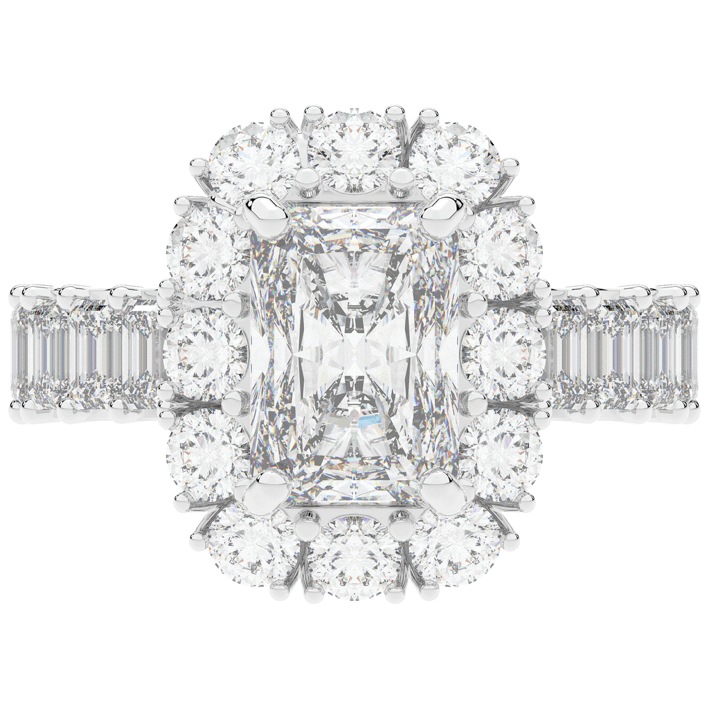 6.00CT.TW RADIANT LAB DIAMOND HALO ENGAGEMENT RING - Nazarelle