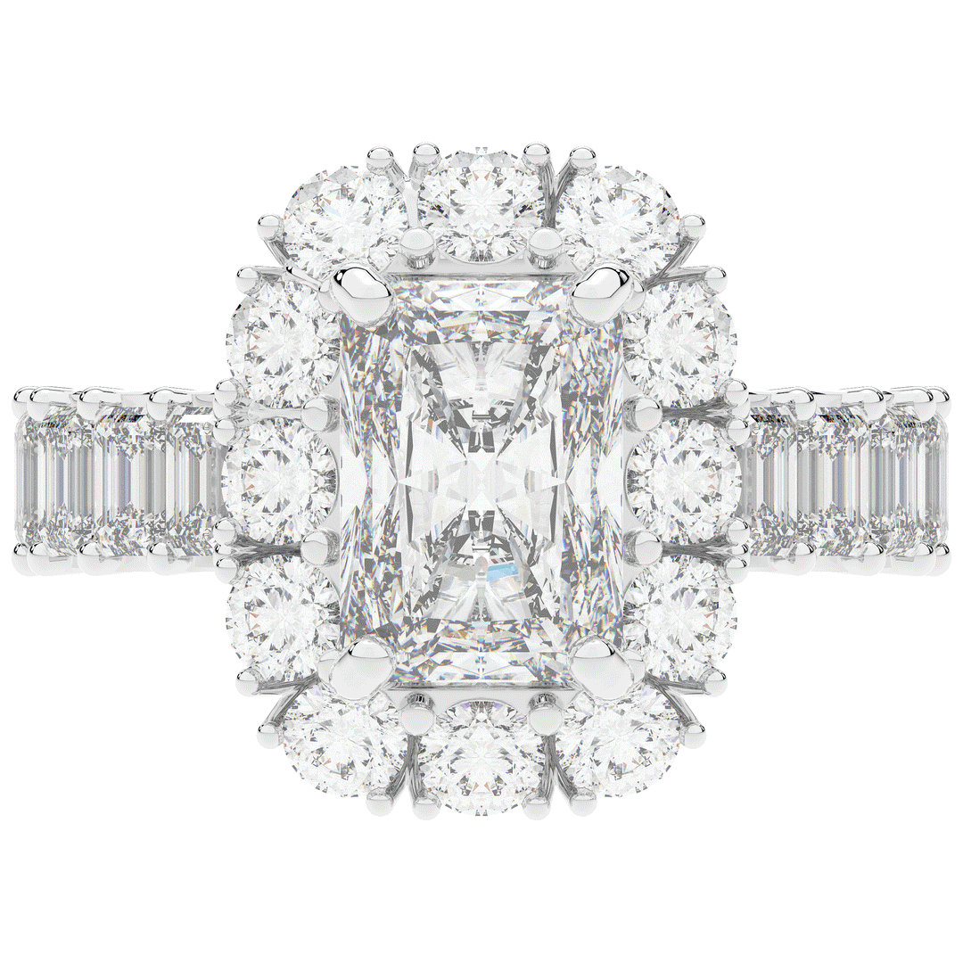 6.00CT.TW RADIANT LAB DIAMOND HALO ENGAGEMENT RING - Nazarelle
