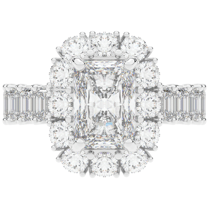 6.00CT.TW RADIANT LAB DIAMOND HALO ENGAGEMENT RING - Nazarelle