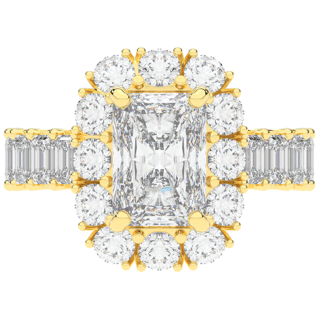 6.00CT.TW RADIANT LAB DIAMOND HALO ENGAGEMENT RING - Nazarelle