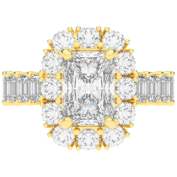 6.00CT.TW RADIANT LAB DIAMOND HALO ENGAGEMENT RING - Nazarelle