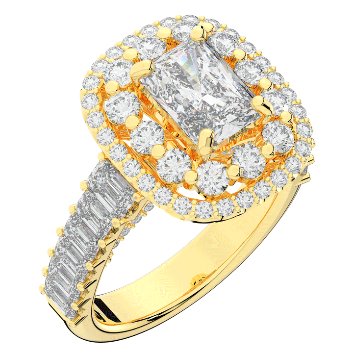 4.70CT.TW RADIANT LAB DIAMOND DOUBLE HALO TWO TONE ENGAGEMENT RING - Nazarelle