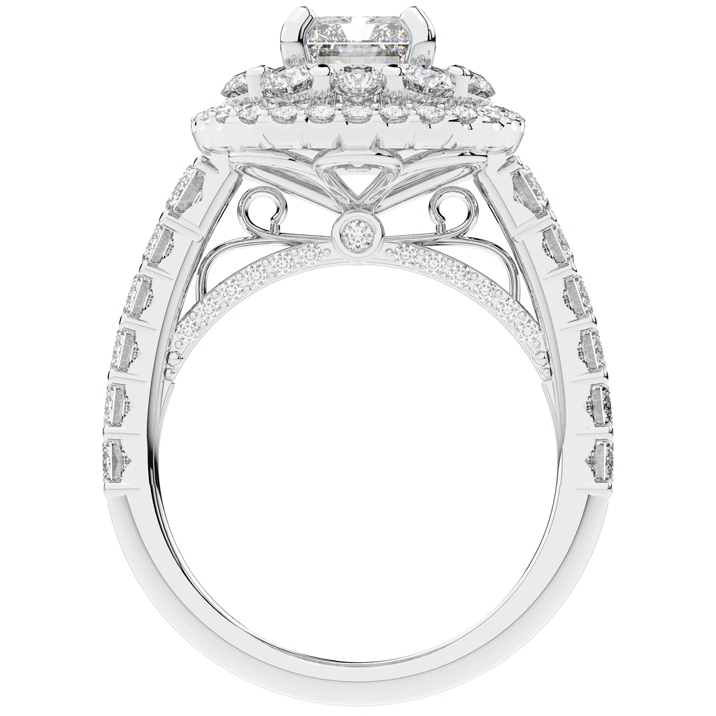 4.70CT.TW RADIANT LAB DIAMOND DOUBLE HALO TWO TONE ENGAGEMENT RING - Nazarelle