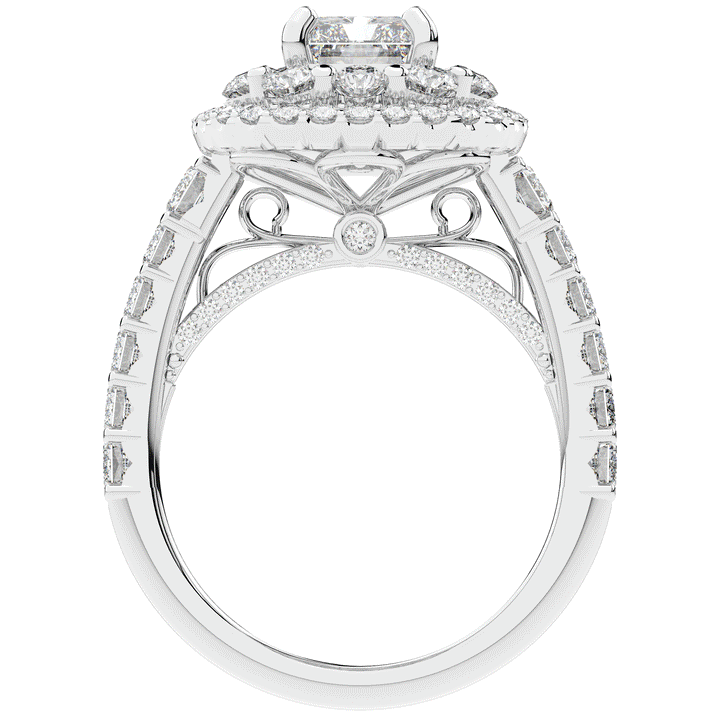 4.70CT.TW RADIANT LAB DIAMOND DOUBLE HALO TWO TONE ENGAGEMENT RING - Nazarelle