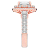 4.70CT.TW EMERALD CUT LAB DIAMOND DOUBLE HALO TWO TONE ENGAGEMENT RING - Nazarelle