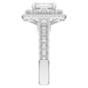 4.70CT.TW EMERALD CUT LAB DIAMOND DOUBLE HALO TWO TONE ENGAGEMENT RING - Nazarelle
