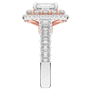 4.70CT.TW EMERALD CUT LAB DIAMOND DOUBLE HALO TWO TONE ENGAGEMENT RING - Nazarelle