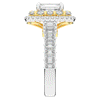 4.70CT.TW EMERALD CUT LAB DIAMOND DOUBLE HALO TWO TONE ENGAGEMENT RING - Nazarelle