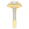 4.70CT.TW EMERALD CUT LAB DIAMOND DOUBLE HALO TWO TONE ENGAGEMENT RING - Nazarelle