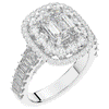 4.70CT.TW EMERALD CUT LAB DIAMOND DOUBLE HALO TWO TONE ENGAGEMENT RING - Nazarelle