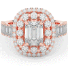 4.70CT.TW EMERALD CUT LAB DIAMOND DOUBLE HALO TWO TONE ENGAGEMENT RING - Nazarelle