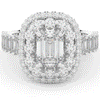 4.70CT.TW EMERALD CUT LAB DIAMOND DOUBLE HALO TWO TONE ENGAGEMENT RING - Nazarelle