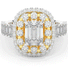 4.70CT.TW EMERALD CUT LAB DIAMOND DOUBLE HALO TWO TONE ENGAGEMENT RING - Nazarelle