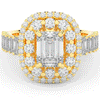4.70CT.TW EMERALD CUT LAB DIAMOND DOUBLE HALO TWO TONE ENGAGEMENT RING - Nazarelle