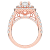 4.70CT.TW EMERALD CUT LAB DIAMOND DOUBLE HALO TWO TONE ENGAGEMENT RING - Nazarelle
