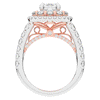 4.70CT.TW EMERALD CUT LAB DIAMOND DOUBLE HALO TWO TONE ENGAGEMENT RING - Nazarelle