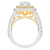 4.70CT.TW EMERALD CUT LAB DIAMOND DOUBLE HALO TWO TONE ENGAGEMENT RING - Nazarelle
