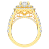 4.70CT.TW EMERALD CUT LAB DIAMOND DOUBLE HALO TWO TONE ENGAGEMENT RING - Nazarelle