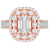 4.70CT.TW EMERALD CUT LAB DIAMOND DOUBLE HALO TWO TONE ENGAGEMENT RING - Nazarelle
