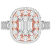 4.70CT.TW EMERALD CUT LAB DIAMOND DOUBLE HALO TWO TONE ENGAGEMENT RING - Nazarelle