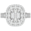 4.70CT.TW EMERALD CUT LAB DIAMOND DOUBLE HALO TWO TONE ENGAGEMENT RING - Nazarelle