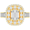 4.70CT.TW EMERALD CUT LAB DIAMOND DOUBLE HALO TWO TONE ENGAGEMENT RING - Nazarelle