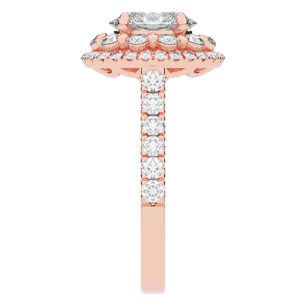 3.30CT.TW OVAL LAB DIAMOND DOUBLE HALO TWO TONE ENGAGEMENT RING - Nazarelle