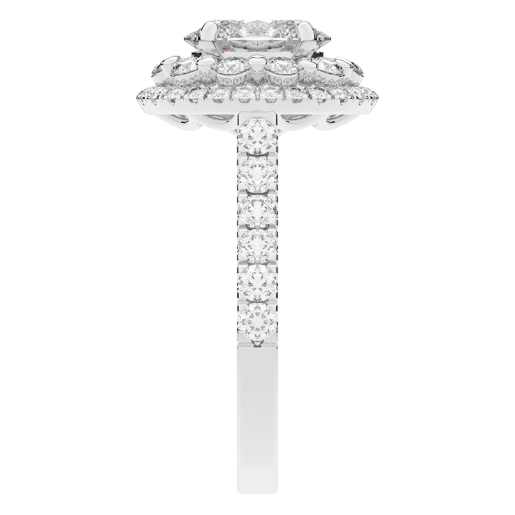 3.30CT.TW OVAL LAB DIAMOND DOUBLE HALO TWO TONE ENGAGEMENT RING - Nazarelle
