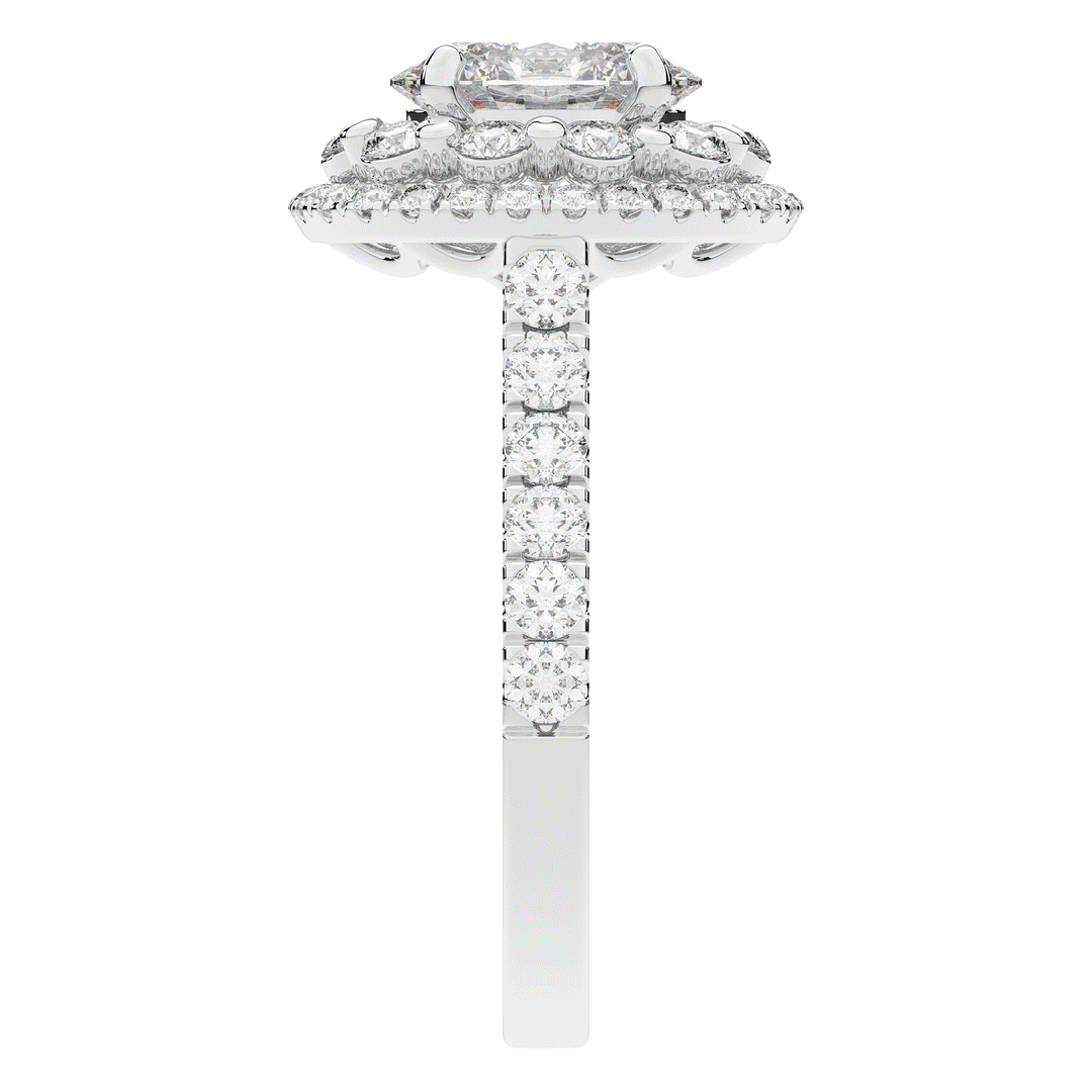 3.30CT.TW OVAL LAB DIAMOND DOUBLE HALO TWO TONE ENGAGEMENT RING - Nazarelle