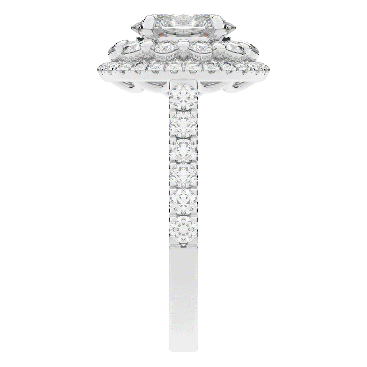 3.30CT.TW OVAL LAB DIAMOND DOUBLE HALO TWO TONE ENGAGEMENT RING - Nazarelle