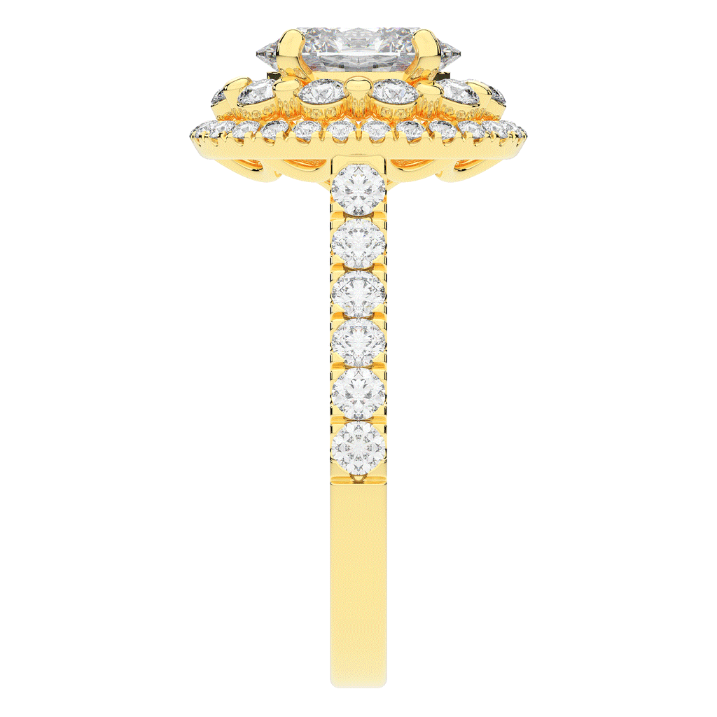 3.30CT.TW OVAL LAB DIAMOND DOUBLE HALO TWO TONE ENGAGEMENT RING - Nazarelle