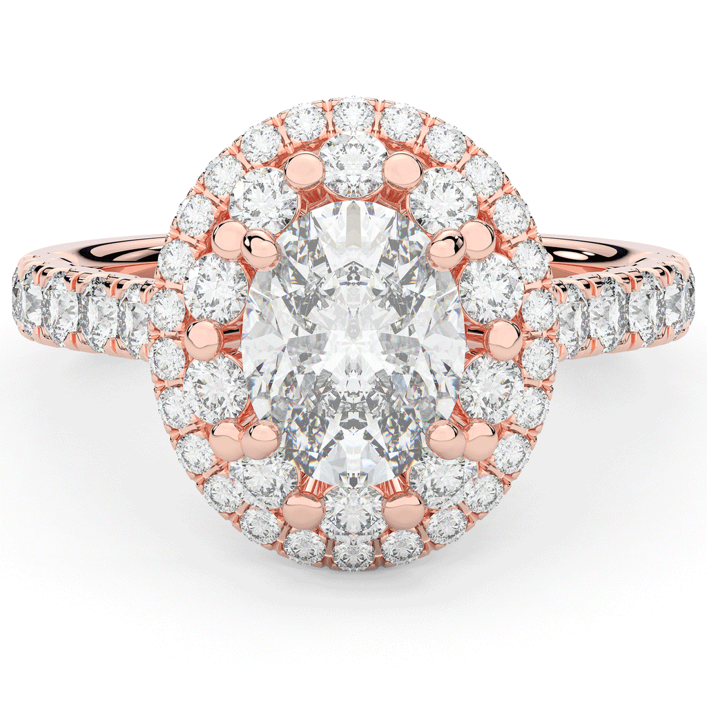 3.30CT.TW OVAL LAB DIAMOND DOUBLE HALO TWO TONE ENGAGEMENT RING - Nazarelle