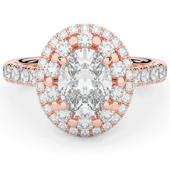 3.30CT.TW OVAL LAB DIAMOND DOUBLE HALO TWO TONE ENGAGEMENT RING - Nazarelle
