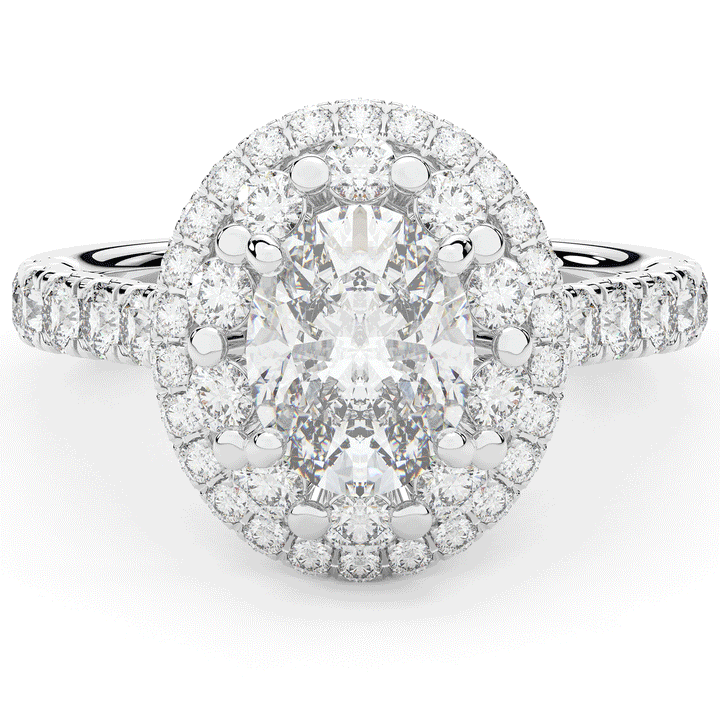 3.30CT.TW OVAL LAB DIAMOND DOUBLE HALO TWO TONE ENGAGEMENT RING - Nazarelle