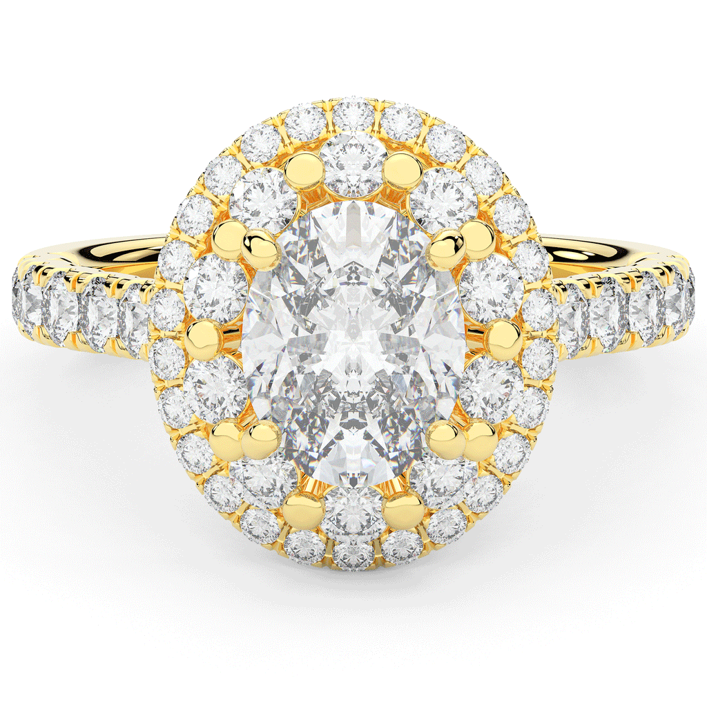3.30CT.TW OVAL LAB DIAMOND DOUBLE HALO TWO TONE ENGAGEMENT RING - Nazarelle