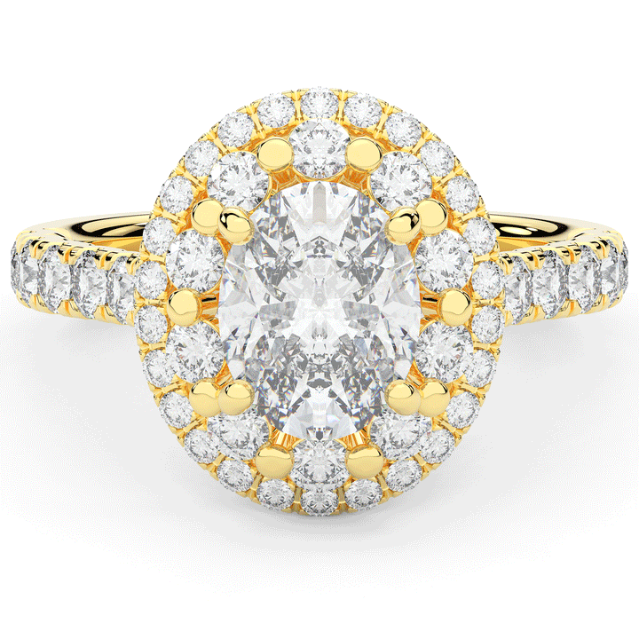 3.30CT.TW OVAL LAB DIAMOND DOUBLE HALO TWO TONE ENGAGEMENT RING - Nazarelle
