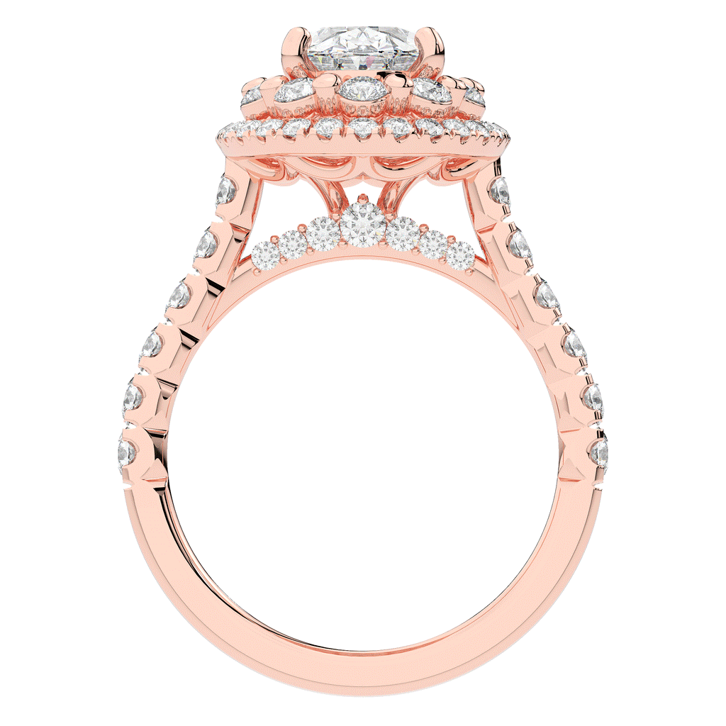 3.30CT.TW OVAL LAB DIAMOND DOUBLE HALO TWO TONE ENGAGEMENT RING - Nazarelle