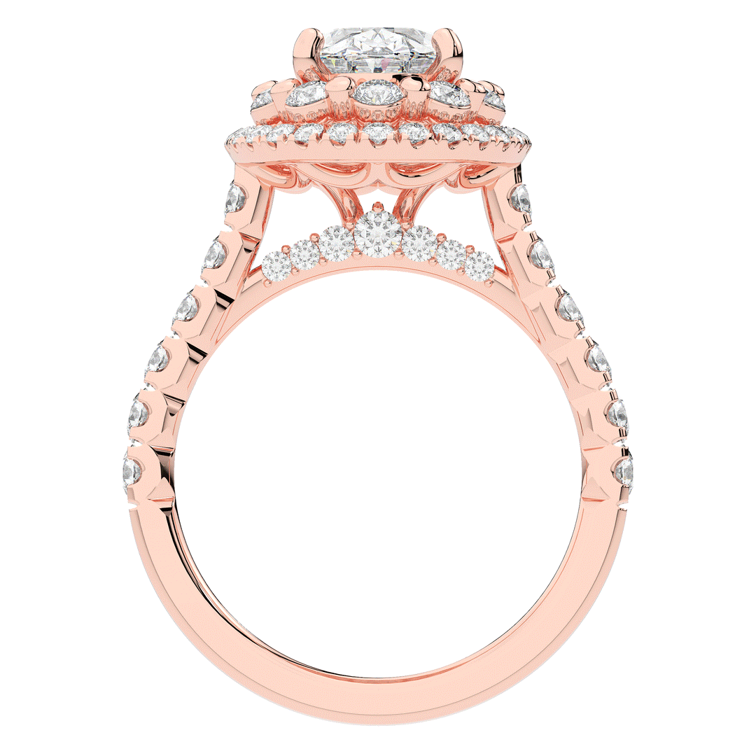 3.30CT.TW OVAL LAB DIAMOND DOUBLE HALO TWO TONE ENGAGEMENT RING - Nazarelle