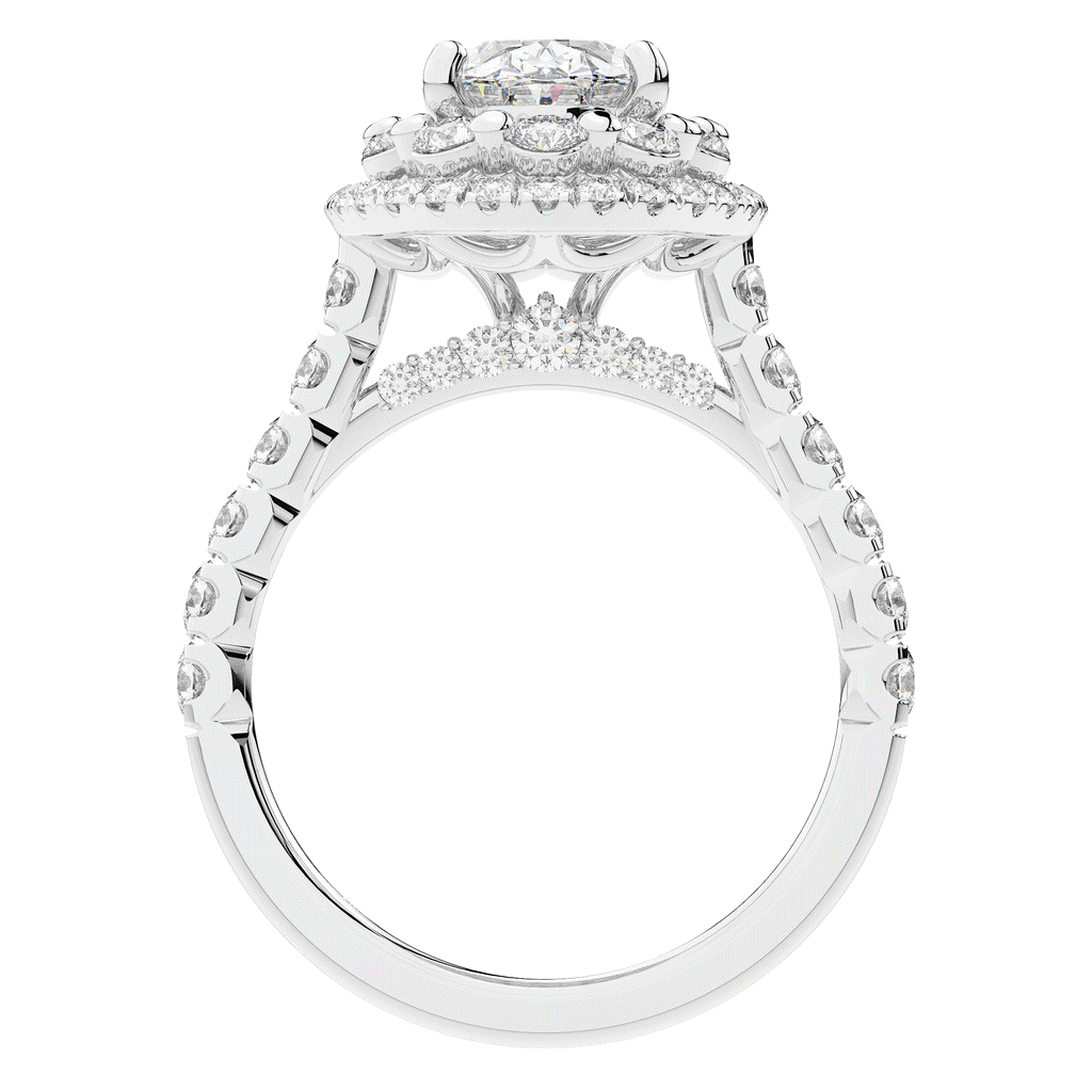 3.30CT.TW OVAL LAB DIAMOND DOUBLE HALO TWO TONE ENGAGEMENT RING - Nazarelle