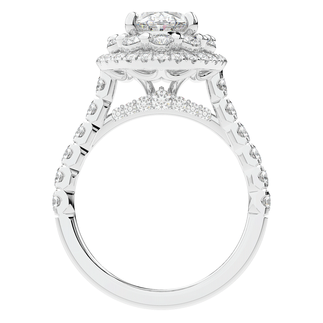 3.30CT.TW OVAL LAB DIAMOND DOUBLE HALO TWO TONE ENGAGEMENT RING - Nazarelle