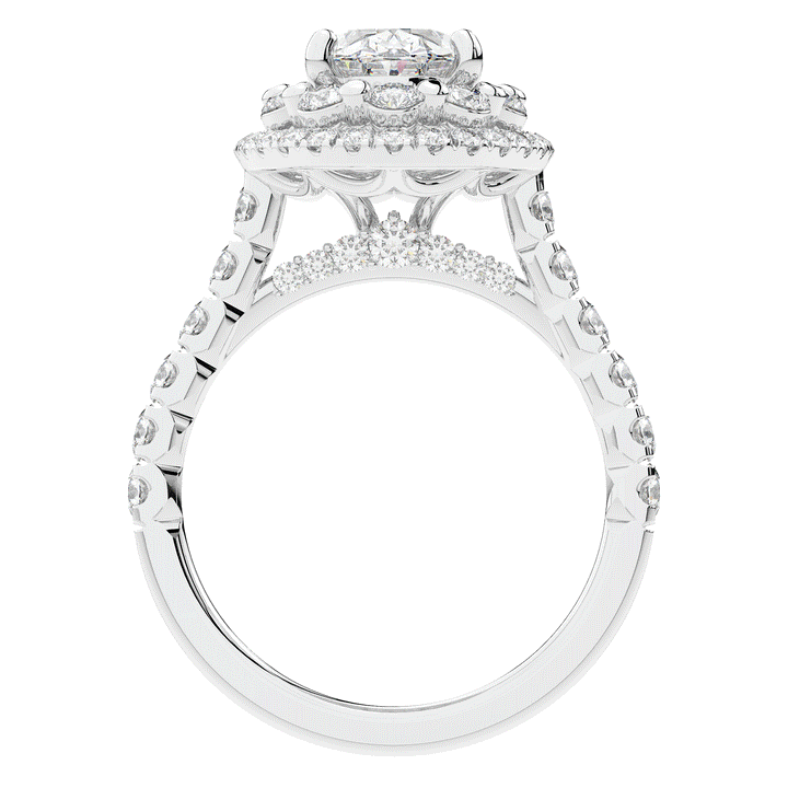 3.30CT.TW OVAL LAB DIAMOND DOUBLE HALO TWO TONE ENGAGEMENT RING - Nazarelle
