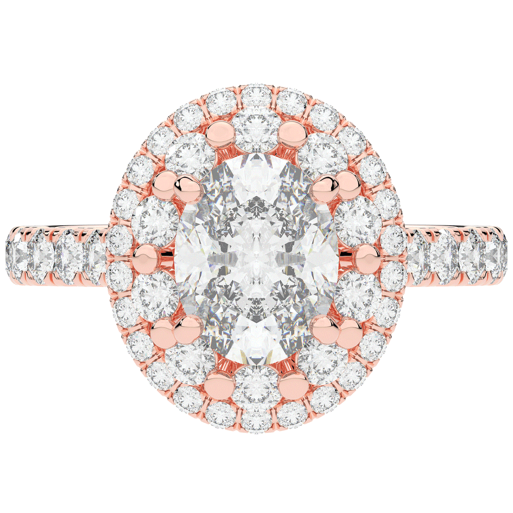3.30CT.TW OVAL LAB DIAMOND DOUBLE HALO TWO TONE ENGAGEMENT RING - Nazarelle