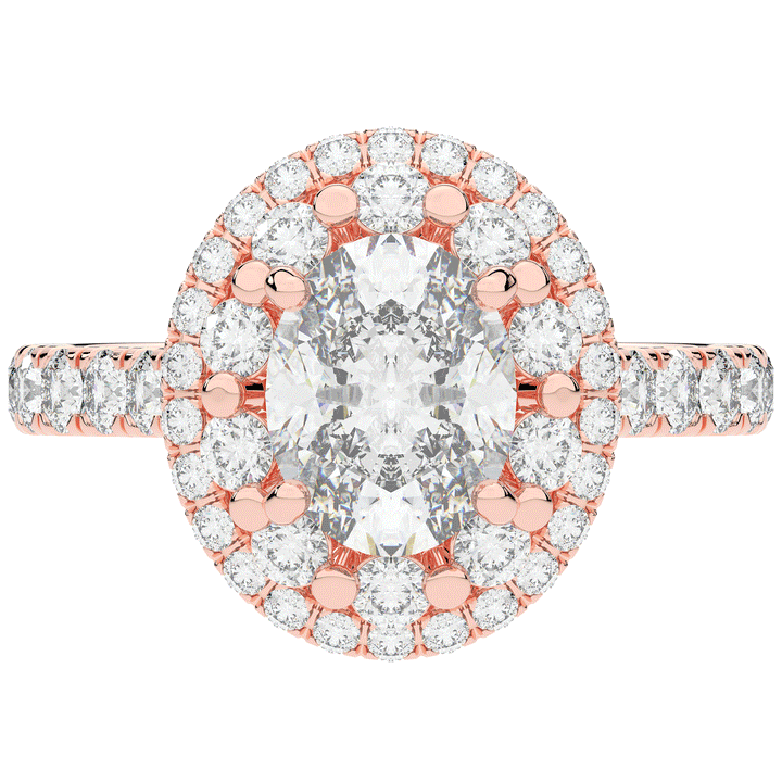 3.30CT.TW OVAL LAB DIAMOND DOUBLE HALO TWO TONE ENGAGEMENT RING - Nazarelle