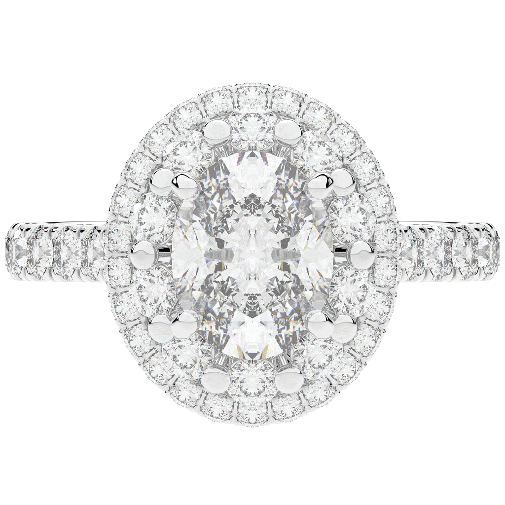 3.30CT.TW OVAL LAB DIAMOND DOUBLE HALO TWO TONE ENGAGEMENT RING - Nazarelle